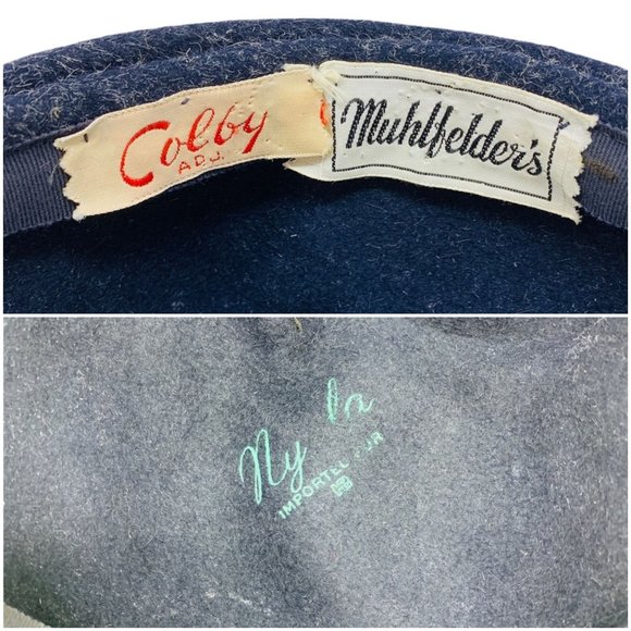Vintage 1950s Navy Wool Architectural Cap Colby Hat main image 8